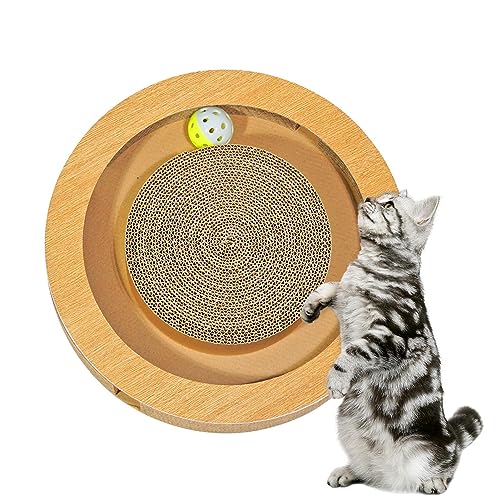 Kratzbox für Katzen | Katzenkratzbrett mit Glockenball - Kratzbrett aus Pappe im doppelseitigen Design gegen Langeweile Jingling von JINGLING