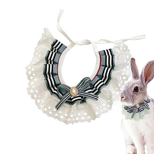 Süßes Katzenhalsband - Katzenhalsband aus Spitze mit Fliege und Streifenmustern - Sicherheits-Kätzchenhalsbänder für Mädchen und Jungen, bequemes Haustierzubehör aus Polyester für Katzen, Jingling von JINGLING