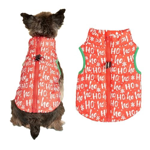 Hundejacke Winter Warm Pet Hund Kleidung Winddicht Hundemantel Warme Pet Hund Jacke Weihnachten Haustierkostüme mit D-Ring für kleine, Mittelgroße Hunde (rot hoho, L) von JINGTOPS