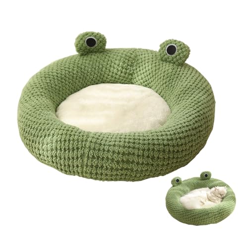 JINGTOPS Katzenbett,Haustierbett Katzenkissen Katzenkorb Donut-Kuschelbett Warme Weich Katzenbetten Froschform mit Rutschfester Unterseite Schöne Tierbett für Katzen kleine Welpen (L-60CM, Runden) von JINGTOPS