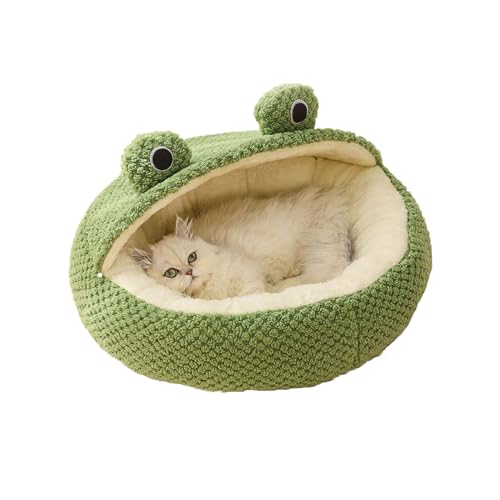 JINGTOPS Katzenbett,Haustierbett Katzenkissen Katzenkorb Donut-Kuschelbett Warme Weich Katzenbetten Froschform mit Rutschfester Unterseite Schöne Tierbett für Katzen kleine Welpen (M-50CM, Halber) von JINGTOPS