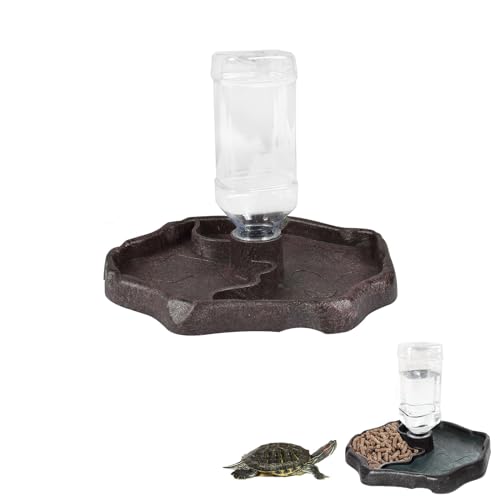 JINJUMEI Schildkröten Wasserschale, Reptilien Wasserspender Terrarium Wasserschale Schildkröten Wasserspender mit Flasche für Schildkröten, Geckos, Schlangen, Frösche usw Reptilienhaustier von JINJUMEI