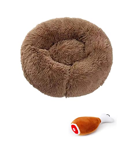 Hundebett Weiches Komfortables Haustierbett Sofa Runde Nest Schlafkissen für Katzen und Hunde Maschinenwaschbar mit 1 Hühnchen Drumstick Spielzeug von JINLLC