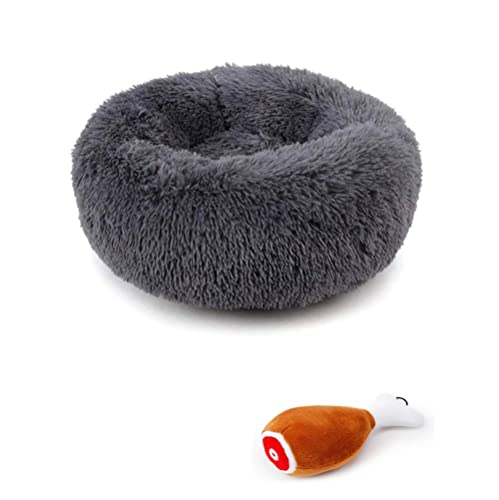 Hundebett Weiches Komfortables Haustierbett Sofa Runde Nest Schlafkissen für Katzen und Hunde Maschinenwaschbar mit 1 Hühnchen Drumstick Spielzeug von JINLLC