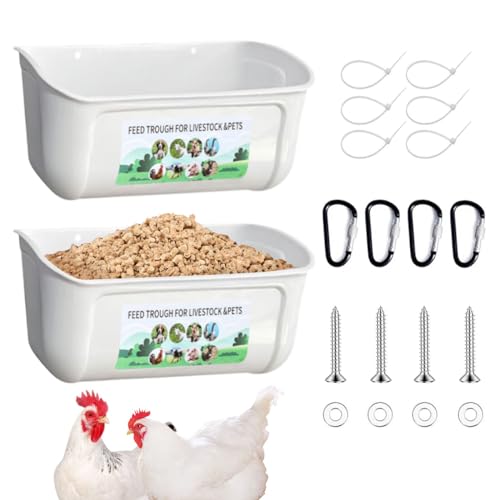 JINNAGLTU 2 Stück hängende Hühner-Futterstation mit Clips, Ziegenfutterstation für Viehbestand, Bewässerungseimer, Zaun, Futtertrog für Ziegen, Schafe, Ente, Gans, Schwein, Geflügel, Ziegenbedarf von JINNAGLTU