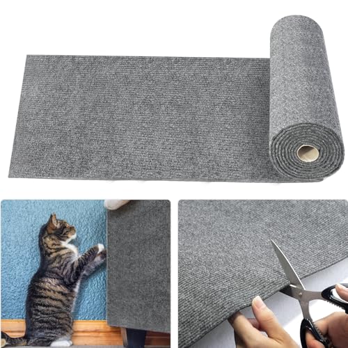 JINYJIA Selbstklebend Kratzteppich Katze Wand, 40×200cm Cathpetic Kratzmatte Selbstkleben, DIY Kratzbrett Katze, Katzen Kratzschutz Sofa, AntiKratz Tape für Katzenständer, Holzgriff, Katzenturm von JINYJIA