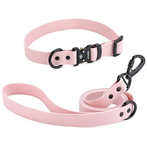 JIPIMON Wasserdichtes Hundehalsband und Leine, Set, verstellbare Schnellverschluss-Schnalle, Halsband, Leine für kleine, mittelgroße und große Hunde (klein, lila) von JIPIMON