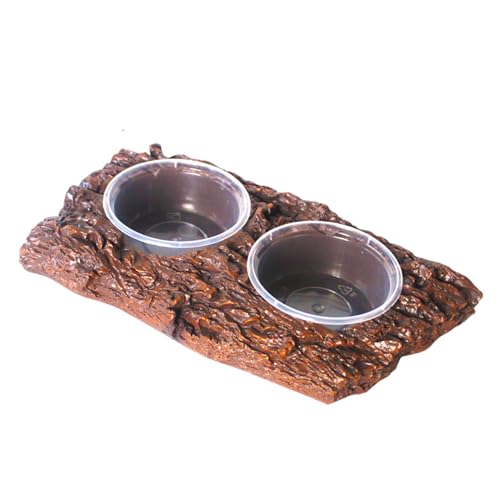 JISADER Amphibien Fütterung Feeder Dish Terrarium Dekor Frösche Lebensmittel Wasser Schüssel Wasser Dispenser für Schildkröte Chamäleon Spinnen, 2 Schüsseln 20x9.8x3cm von JISADER