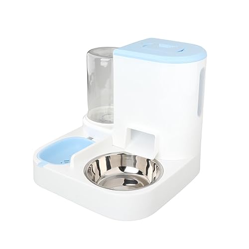 JISADER Automatischer Futterspender für Haustiere, Tränke, Katzenfutter und Wasserspender, Katzennapf, große Kapazität, Fress- und Trinknapf für kleine, Blau von JISADER