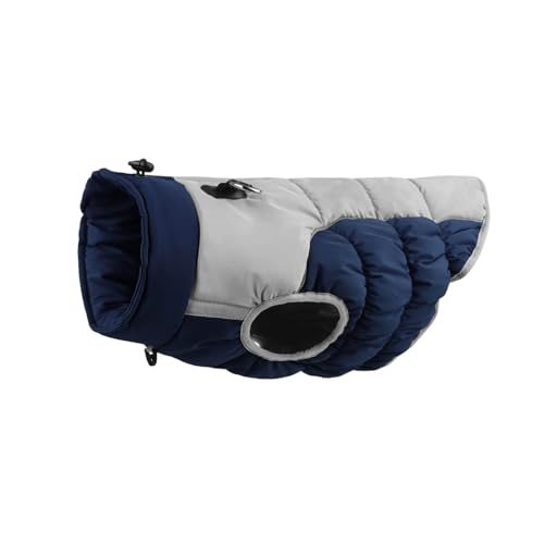 JISADER Fleece-Hundemantel, Hunde-Winterjacken, Winddicht, verstellbare Kleidung, reflektierende Kleidung für Park, Picknick, Reisen, Spaziergänge im Freien, Marineblau 4XL von JISADER