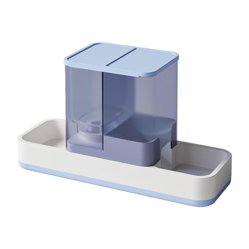 JISADER Futter- und Wasserspender-Set, Schwerkraft-Tierfutterspender, Rutschfester Katzennapf, integriert 2 in 1 für, Kaninchen, Kätzchen, Welpen, Blau von JISADER