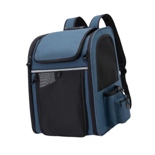 JISADER Haustier-Trage-Rucksack Haustier-Trage-Rucksack Tragbar für Kleine Hunde und Katzen Atmungsaktive Haustier-Reisetasche Erweiterbar Reisen, Blau von JISADER