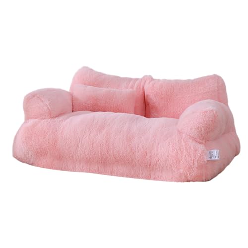 JISADER Haustiersofa für mittelgroße Haustiere, Katzencouch, Katzenbett mit abnehmbarem, waschbarem Bezug, rutschfeste Unterseite, Hundecouch, Haustierbett, ROSA von JISADER