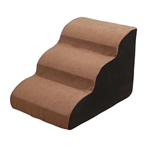 JISADER Haustiertreppe Hundetreppe Leiter Waschbarer Bezug Khaki Stall Hochbetten Klettersofa Stufentreppe Haustierrampe für Welpen Kätzchen Kitty Hunde, 3 Schritte von JISADER