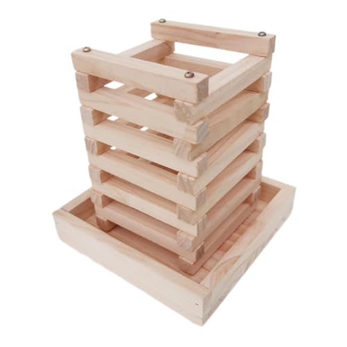 JISADER Holz Heu-Futterspender, Wooden Rabbit Hay Feeder, Bunny Feeder Futterstation,Hasen Heuraufe, Kaninchen-Futterspender für Meerschweinchen, Heimtie, Chinchillas, Frettchen, Hamsterkäfig von JISADER