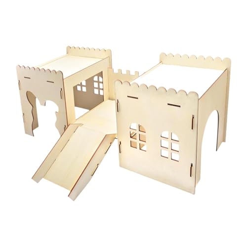 JISADER Hölzernes Hasenversteck, Burg, Lebensraum, Bett, Hütte, hölzernes Hasenhaus für Chinchillas, Kleintiere JISADER Hölzernes Hasenversteck, Burg, Lebensraum, Bett, Hütte, hölzernes Hasenhaus für Chinchillas, Kleintiere von JISADER