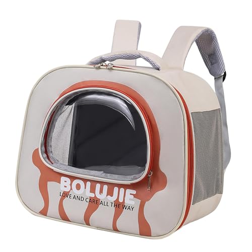JISADER Hundetasche Katzentasche beim Ausgehen Transparentes Fenster Praktische Schultergurt Reisetasche Einzigartiger Haustier-Rucksack Tragetasche, Rot von JISADER