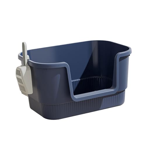 JISADER Katzentoilette Katzentoilette Katzenstreubehälter Katzentoilette Sandkasten Kätzchentöpfchen Toilette für kleine und große Katzen, Blau von JISADER