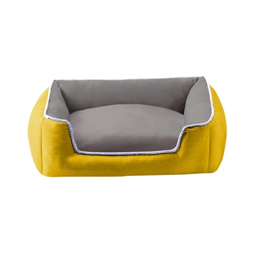 JISADER Pet House Hundebett, Abnehmbarer Bezug, für den Innenbereich, für Welpen, Sofa, Katzenbett für Zwinger, Schlafzimmer, Tierhandlung, mittelgroße, L gelb von JISADER