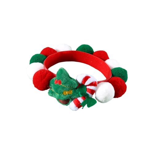 JISADER Plüschbälle Welpenhalskette, Haustierhalsbänder, süßes Kostümzubehör, Katzenhalsbänder, dekorative Hundehalsbänder für kleine Hunde, Weihnachtsbaum M von JISADER