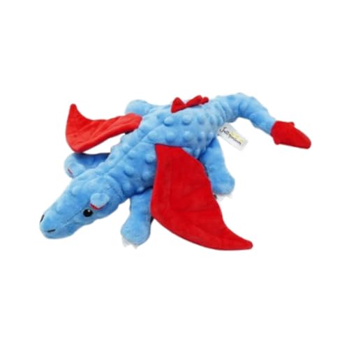 JISADER Quietschspielzeug für Hunde, Kuscheltiere, Kauspielzeug, Cartoon-Drache, Hundekauspielzeug für kleine, mittlere und große Hunde, Blau von JISADER