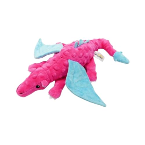 JISADER Quietschspielzeug für Hunde, Kuscheltiere, Kauspielzeug, Cartoon-Drache, Hundekauspielzeug für kleine, mittlere und große Hunde, Rose Rot von JISADER