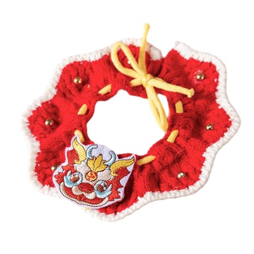 JISADER Strickendes Katzenhalsband, handgewebtes Häkellätzchen, gestricktes Neujahrs-Katzenhalsband, verstellbar für Welpen JISADER Strickendes Katzenhalsband, handgewebtes Häkellätzchen, gestricktes Neujahrs-Katzenhalsband, verstellbar für Welpen von JISADER