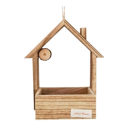 JISADER Vogelhäuschen aus Holz, Futterspender für Vögel, Futterbehälter für den Hof und den Garten, Dekoration für den Außenbereich mit Sitzstange, Style B von JISADER