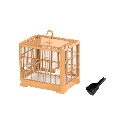 JISADER Vogelkäfig Vogel Reiseträger Käfig Papageienkäfig für Finken Kleintiere, Orange von JISADER