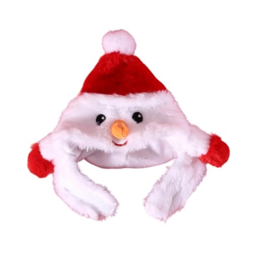 JISADER Weihnachtsmütze für Haustiere, Kopfschmuck, Kostüm, weiche Dekoration, Plüsch, Cartoon-Kopfbedeckung, kleine Hunde- und Katzenmützen für Hunde, Snowman Hat S von JISADER