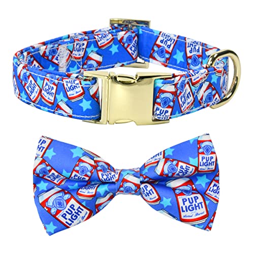 JIUJIA Cheers Pub Beer Dog Bow Tie Dog Collar Accessory,Detachable Bowtie,Adjustable Collar for Small Medium Large Dogs von JIUJIA