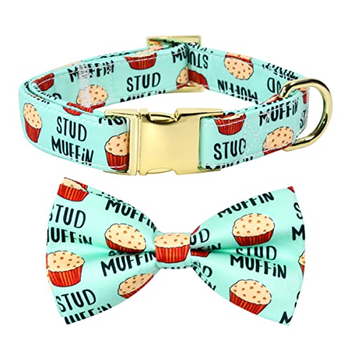 Stud Muffin Dog Bow Tie Dog Collar Accessory, Detachable Bowtie, Adjustable Collar for Small Medium Large Dogs von JIUJIA