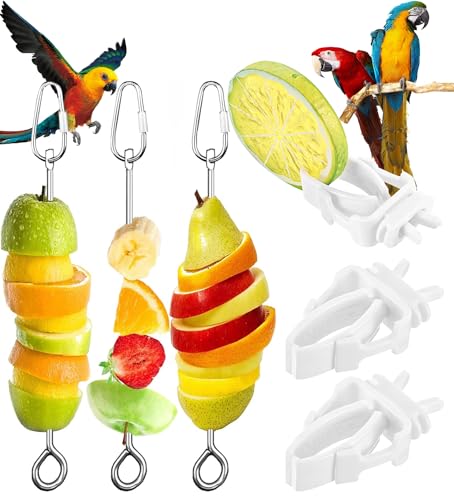 Vogelkäfig Futterspender Papagei Obst Gemüse Spieß Edelstahl Vogel Futtersuche Spielzeug Vogelkäfig Futterhalter Vogelkäfig Clips Kunststoff Mini Haustier Feeder Clips für Wellensittiche von JIURUN