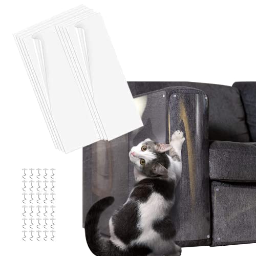 Cat Scratch Protection Adhesive Films 10 Pack Doppelseitig Kratzpads für Katzen mit Selbstklebend Katze Kratzschutzfolie mit 30 Polster Nägel Katze Krallen Guards Pads für Sofa Möbel Tür Kratzschutz von JIYISHIHOU