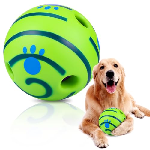 JIZZU Hundeball Hundespielzeug Ball, Giggle Ball, Interaktives Ball, Hundeball Tough Dog Toys, Interaktives Hundebälle Unzerstörbar Quietscheball für Dogs von JIZZU