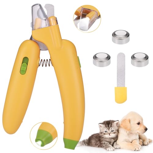 JIZZU Nagelknipser LED für Hunde Katzen, Profi Krallenschere, Nagelknipser für Katzen, krallenschere mit Led, Haustier-Nagelknipser mit Sicherheitsschild, Haustiere Krallenpflege von JIZZU