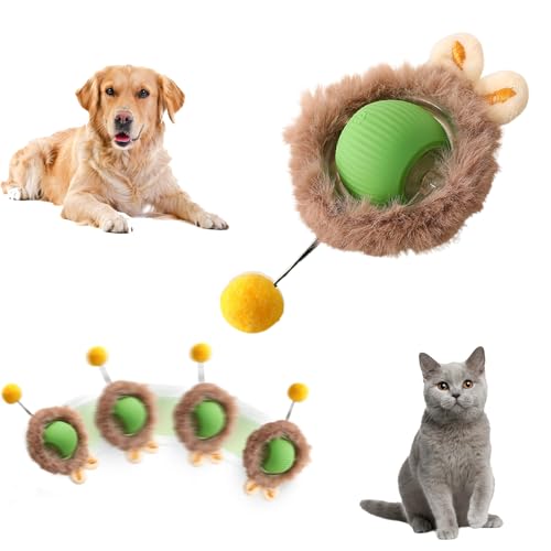 JJIW Katzen Spielzeug, Powerball Katze, Katzenball Elektrisch, Intelligentes USB Wiederaufladbarer Katzenspielzeug Ball (Plüsch grün) von JJIW