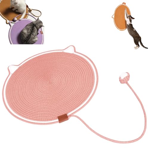 Cat Scratching Mat Natural Cotton Rope Cat Scratching Pad，16.9'' Pets Dual Scratching Pad,Cat-Shaped Cat Rope Cat Scratching Board Interactive Ball Cat Scratching Mat for Indoor von JJKTO