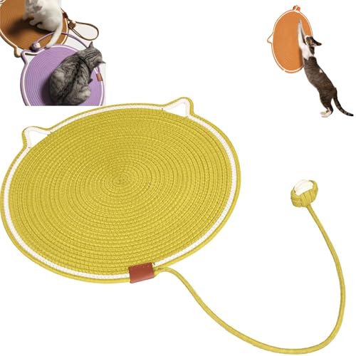 Cat Scratching Mat Natural Cotton Rope Cat Scratching Pad，16.9'' Pets Dual Scratching Pad,Cat-Shaped Cat Rope Cat Scratching Board Interactive Ball Cat Scratching Mat for Indoor von JJKTO