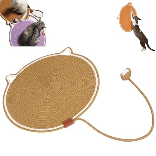 Cat Scratching Mat Natural Cotton Rope Cat Scratching Pad，16.9'' Pets Dual Scratching Pad,Cat-Shaped Cat Rope Cat Scratching Board Interactive Ball Cat Scratching Mat for Indoor von JJKTO