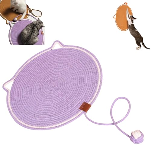 Cat Scratching Mat Natural Cotton Rope Cat Scratching Pad，16.9'' Pets Dual Scratching Pad,Cat-Shaped Cat Rope Cat Scratching Board Interactive Ball Cat Scratching Mat for Indoor von JJKTO