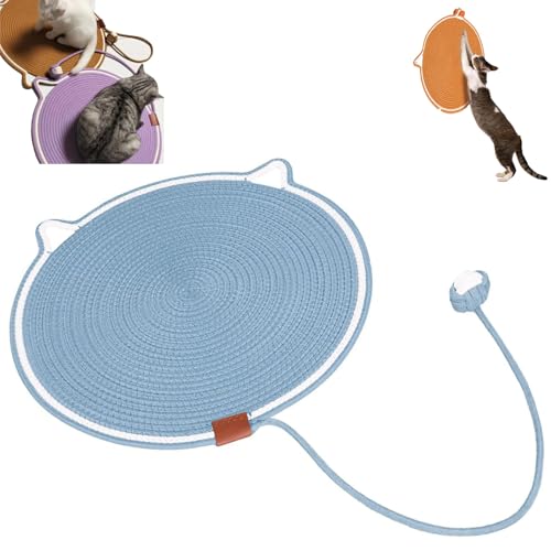 Cat Scratching Mat Natural Cotton Rope Cat Scratching Pad，16.9'' Pets Dual Scratching Pad,Cat-Shaped Cat Rope Cat Scratching Board Interactive Ball Cat Scratching Mat for Indoor von JJKTO