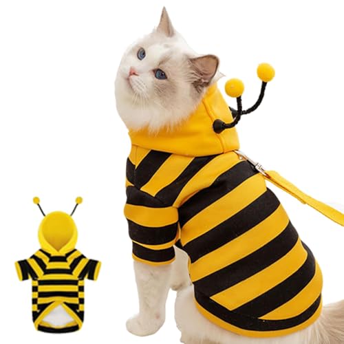 Dog Costumes Bee,Katzen Bienenkostüm,Halloween Costume for Halloween and Christmas for Pets,Haustier Bienenkostü Mit Kapuze Für Kleines Hunde Und Katzen von JJKTO