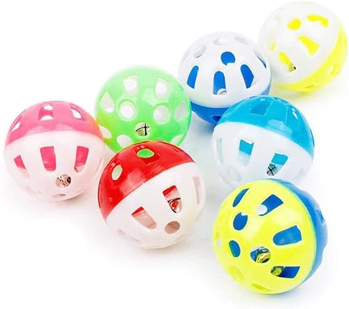 JJLFresheners 10 Stück 4 cm Katzenspielzeugball mit Glocke, Haustierspielzeug, Katzenspielzeug, mit Glocke, Katzenspielzeug, Katzenspielzeug, Kunststoff, Katzenspielzeug, Jingle Balls, Pounce Chase Rasselball, Spielzeug, zufällige Farbe von JJLFresheners