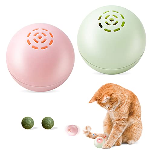 JJW Pet Training Spielzeug, 2 Pcs Katzenball mit LED-Licht, Tierrufe Simulieren, Jeder mit Einer Katzenminzekugel,Katzenspielzeug von JJW