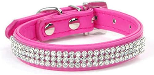 Bling Hundehalsband Strass PU Leder Kristall Diamant Welpen Katzenhalsband Haustierhalsbänder Haustierbedarf Hundezubehör,Rose Red,S-Rose Red-S von JKDSAO