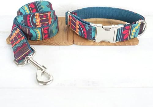 Bunte weiche Hundehalsbänder im ethnischen Stil, Hundehalsband, 5 Größen, Hundehalsband, XS-Hundehalsband-Leine-Set-M von JKDSAO