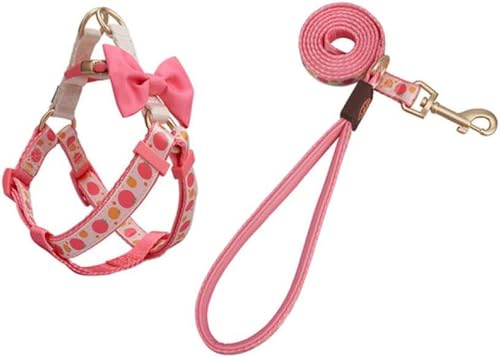 Chihuahua-Zubehör, Leine und Halsband-Set mit Fliege, Halskette, Brust, klein, mittelgroß, Hundegeschirr, Brustkorb für Hunde, Spaziergeschirr-Set, Pink, M von JKDSAO