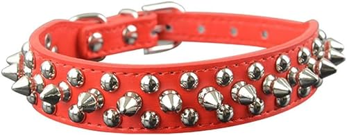 Farbiges Hundehalsband für kleine und mittelgroße Hunde, runde Spikes, mit Nieten besetzte Halskette für Hunde zum Spazierengehen, rosa Halsband, XS-rotes Halsband, XS von JKDSAO