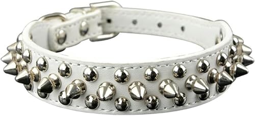 Farbiges Hundehalsband für kleine und mittelgroße Hunde, runde Spikes, mit Nieten besetzte Halskette für Hunde zum Spazierengehen, rosa Halsband, XS-weißes Halsband, S von JKDSAO